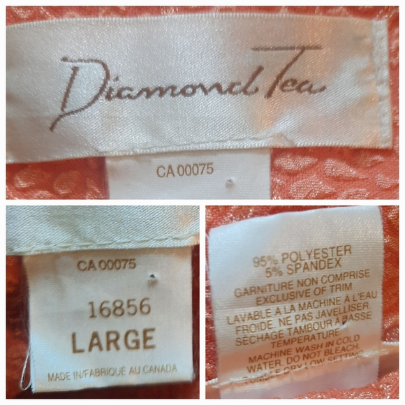 DIAMOND TEA Vintage Zip Front Jacquard Long Sleeve Maxi Caftan Dress Sz L Peach - Picture 9 of 9